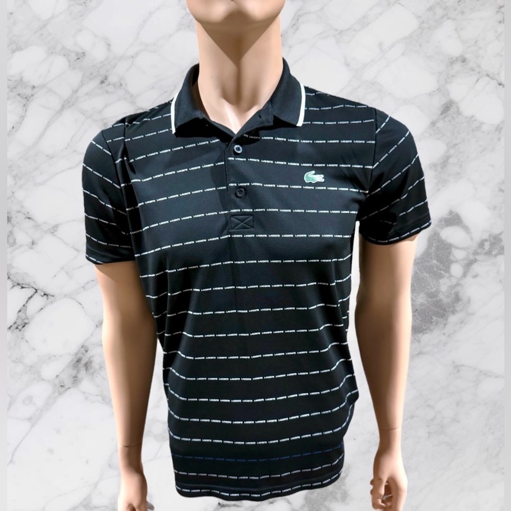 Lacoste sport Men's polo short sleeve shirt, size Medium-4, color Navy.